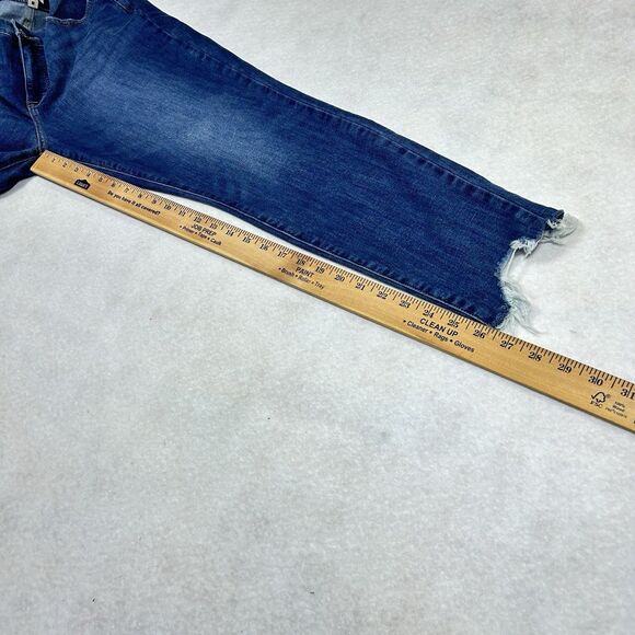 Lucky Brand Bridgette High-Rise Skinny Jeans 14/32 A Raw Hem Whiskered Dark Wash - Picture 6 of 15